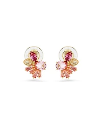 Swarovski Mixed Cuts, Flower, Pink, Gold-Tone Gema Clip-On Earrings