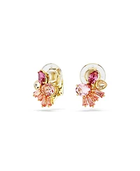 Swarovski Mixed Cuts, Flower, Pink, Gold-Tone Gema Clip-On Earrings