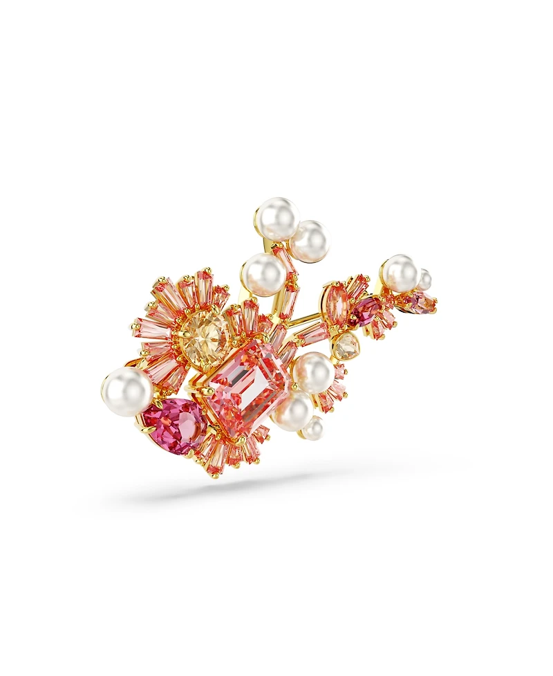 Swarovski Mixed Cuts, Flower, Pink, Gold-Tone Gema Brooch