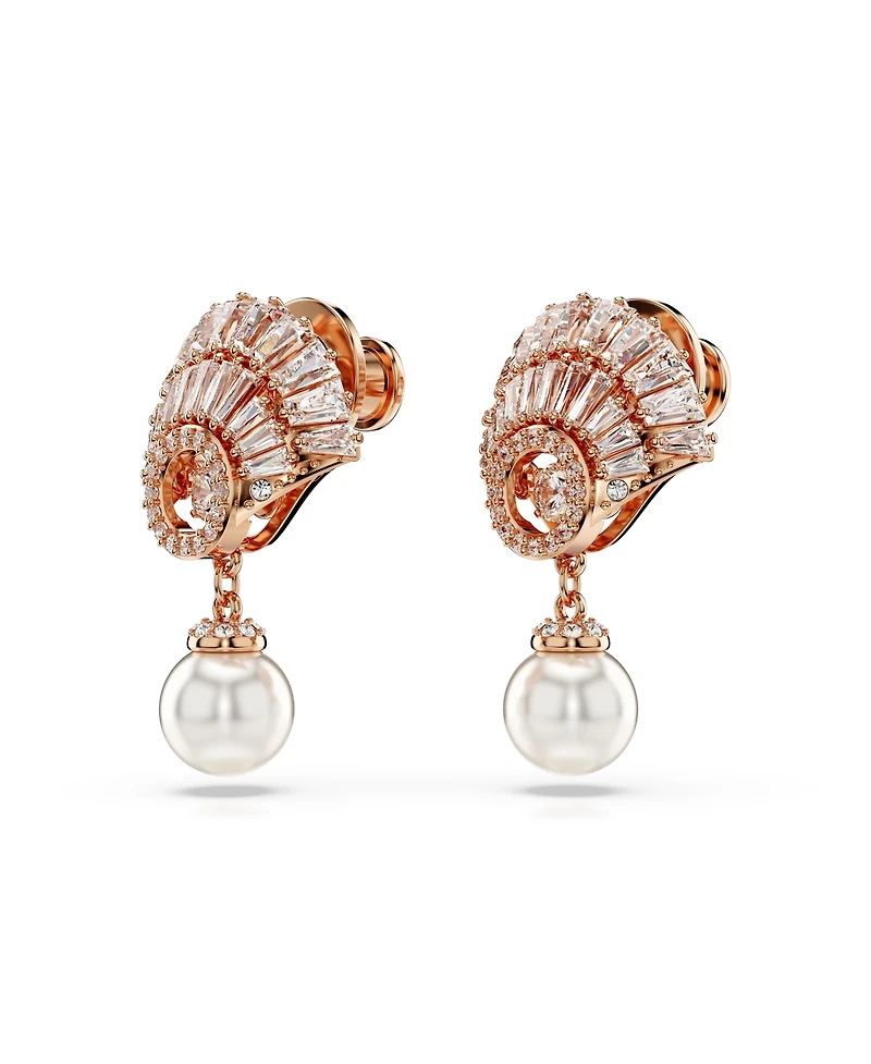 Swarovski Shell, White, Rose Gold-Tone Idyllia Drop Earrings
