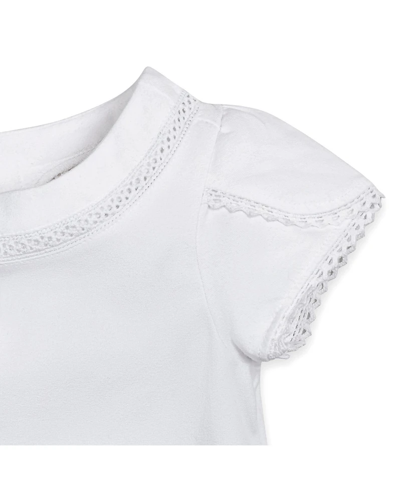 Hope & Henry Girls Organic Short Sleeve Knit Top with Tulip Sleeves
