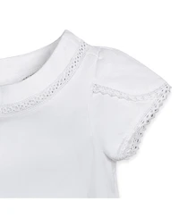 Hope & Henry Girls Organic Short Sleeve Knit Top with Tulip Sleeves
