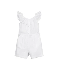 Hope & Henry Girls' Ruffle Collar Button Front Eyelet Romper, Toddler