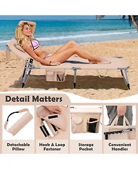 Inolait Folding Beach Lounge Chair with Pillow for Outdoor