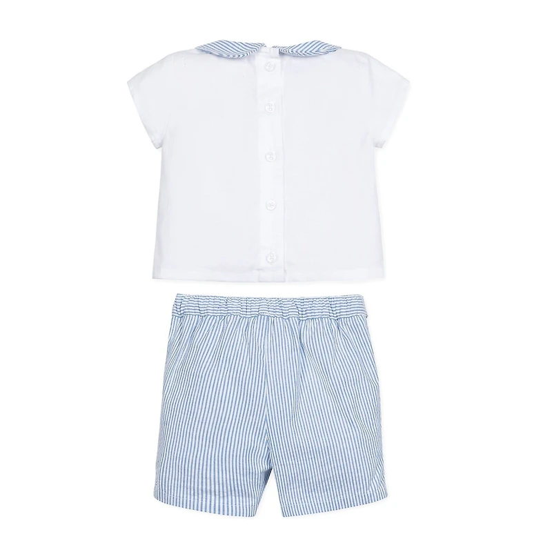 Hope & Henry Baby Girls Layette Peter Pan Shirt and Short 2-Piece Set
