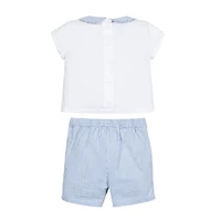 Hope & Henry Baby Girls Layette Peter Pan Shirt and Short 2-Piece Set
