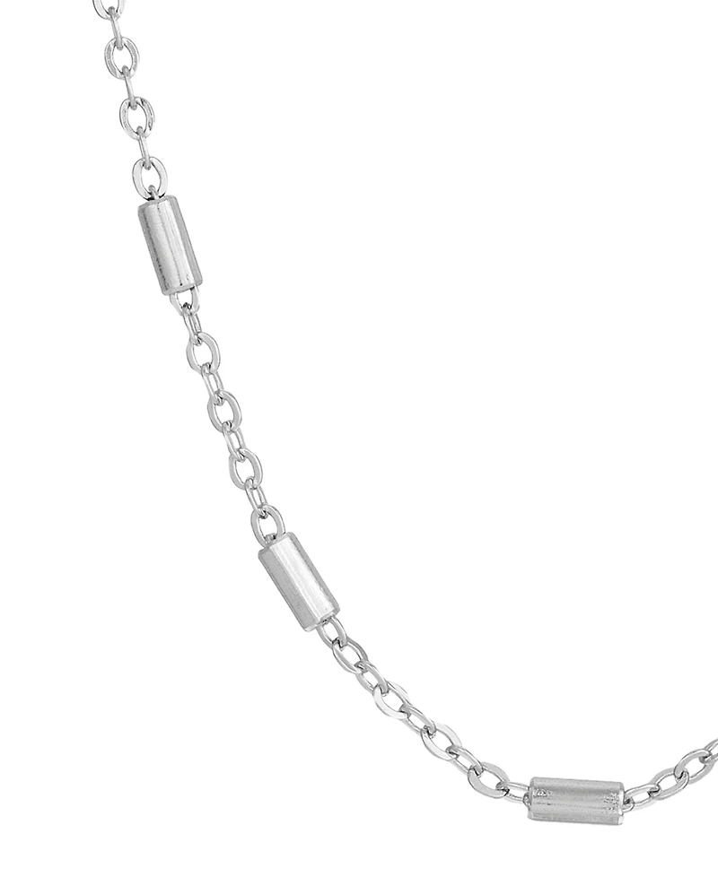 2028 Silver-Tone Tube Shaped Designer Chain Necklace