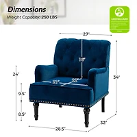 Velvet Tufted Upholstered Armchair with Nailhead Trim
