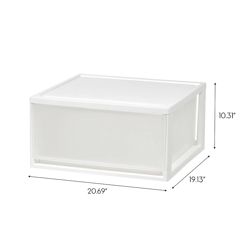 Iris Usa 2 Pack 47 Qt. Extra-Large Stackable Storage Drawer Plastic Drawer Organizer with Clear Doors, for Pantry Bedroom Closet Kitchen Under-Sink Ho