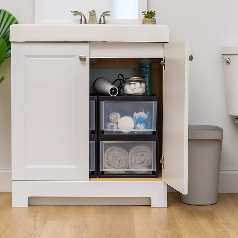 Iris Usa 14.5 Qt. Medium Plastic Stacking Drawer, Stackable Storage Organizer Unit with Sliding Drawer for Bedroom Kitchen Under Sink Pantry Craft Roo
