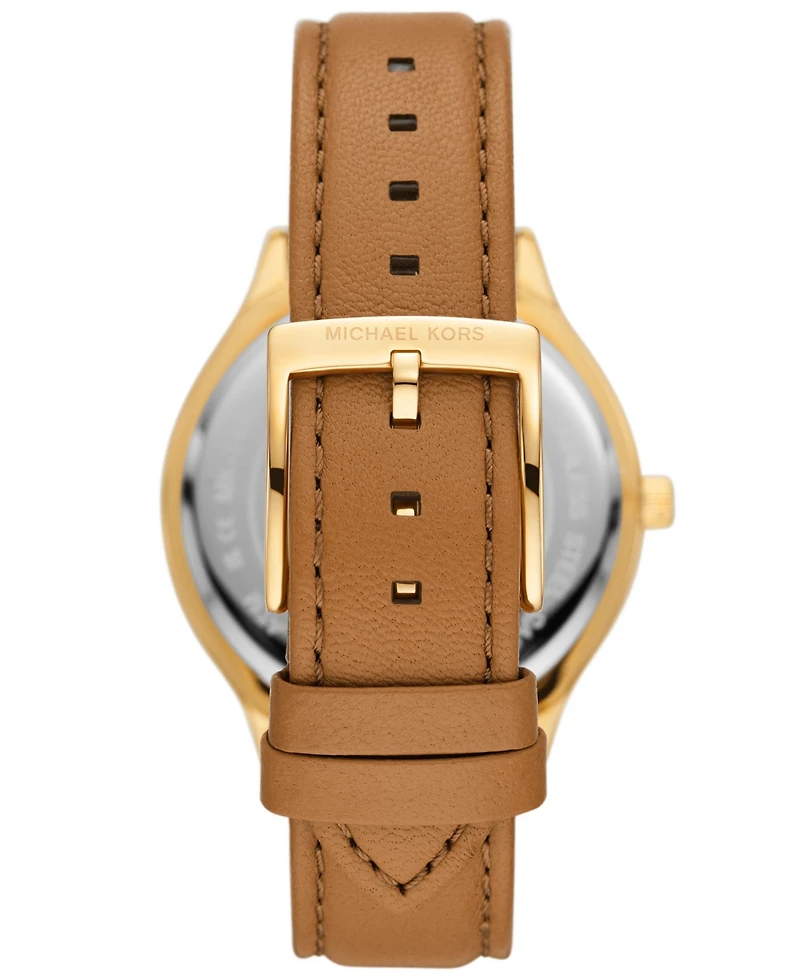 Michael Kors Women's Slim Runway Three-Hand Luggage Leather Watch 38mm