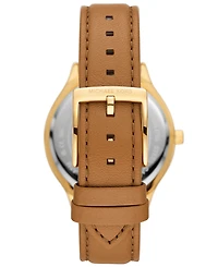 Michael Kors Women's Slim Runway Three-Hand Luggage Leather Watch 38mm