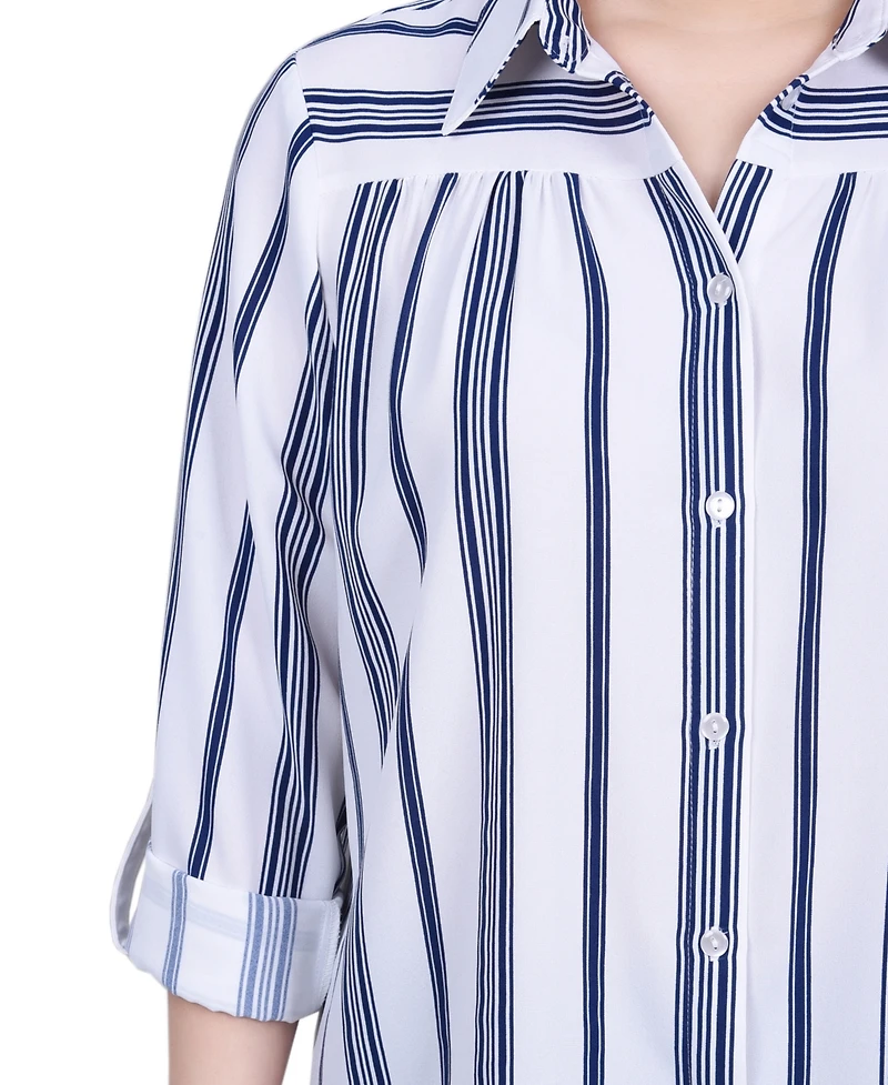 Ny Collection Women's Long Roll Tab Sleeve Blouse