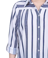 Ny Collection Women's Long Roll Tab Sleeve Blouse