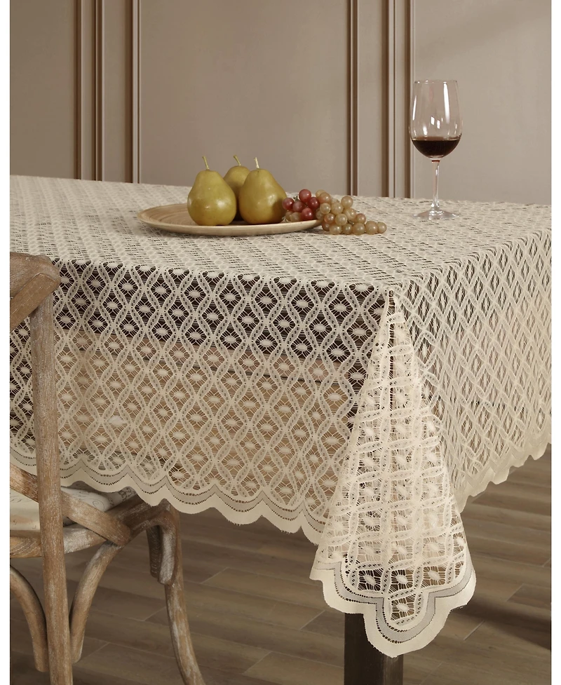 Hlc.me Alona Lace Fabric Tablecloth, Lace Fabric Table Cloth for Rectangle Tables, Wrinkle Resistant Tablecloth