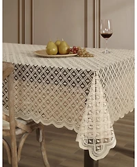 Hlc.me Alona Lace Fabric Tablecloth, Lace Fabric Table Cloth for Rectangle Tables, Wrinkle Resistant Tablecloth