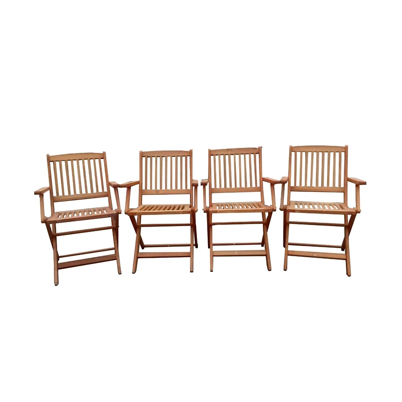 Foldable Patio Dining Set, 4 Folding Chairs, Indoor And Outdoor Universal, Teak