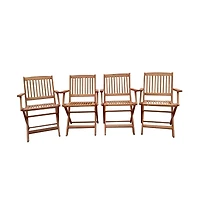 Foldable Patio Dining Set, 4 Folding Chairs, Indoor And Outdoor Universal, Teak