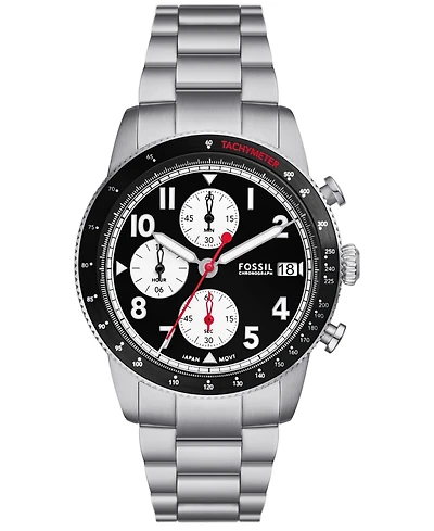 Fossil Men's Sport Tourer Chronograph Silver-Tone Stainless Steel Watch 42mm