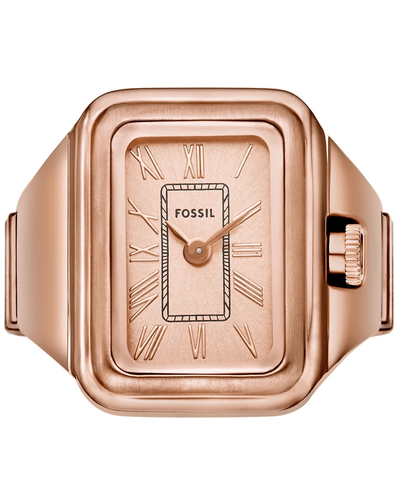 Fossil Women's Raquel Two-Hand Rose Gold-Tone Stainless Steel Ring Watch 14mm