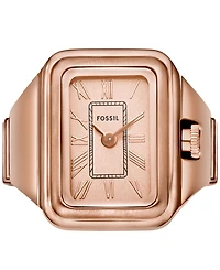 Fossil Women's Raquel Two-Hand Rose Gold-Tone Stainless Steel Ring Watch 14mm