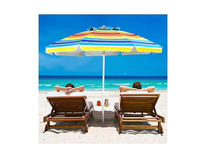 Portable Outdoor Beach Umbrella with Sand Anchor and Tilt Mechanism
