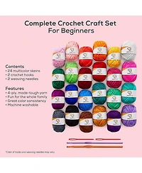 JumblCrafts 24 Piece Yarn Crochet Kit & Knitting Set w/Crochet Accessories