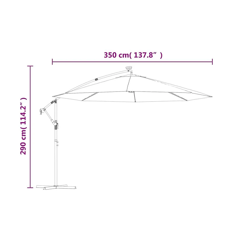 Cantilever Umbrella with Led Lights and Metal Pole 137.8" Green