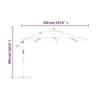 Cantilever Umbrella with Led Lights and Metal Pole 137.8" Green