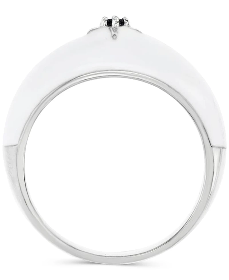 Lab-Grown White Sapphire (1/20 ct. tw.) & Enamel Star Ring Sterling Silver (Also Black Spinel)