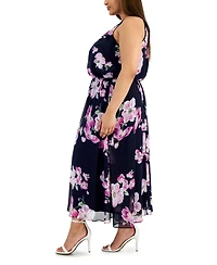 Robbie Bee Plus Floral-Print Halterneck Maxi Dress
