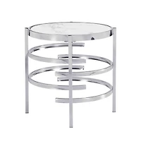 Sintered Stone Top End Table: Modern Chrome Design