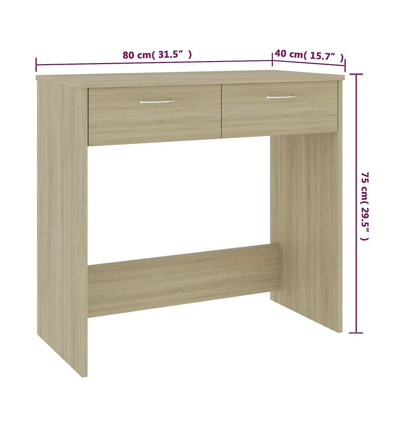 vidaXL Desk Sonoma Oak 31.5"x15.7"x29.5" Engineered Wood