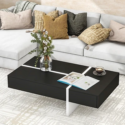 Contemporary Rectangle Design Living Room Furniture, Modern High Gloss Surface Cocktail Table