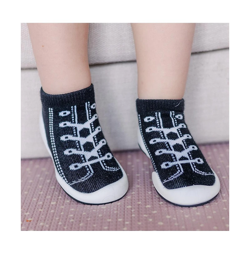 Komuello Infant Girl Boy Breathable Washable Non-Slip Sock Shoes Sneakers - Black