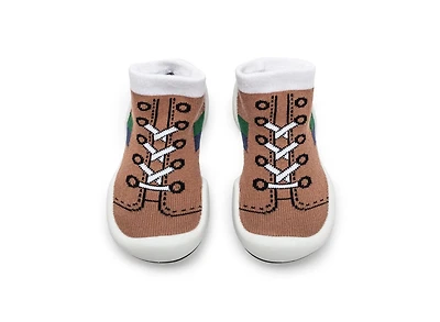 Komuello Infant Boys Breathable Washable Non-Slip Sock Shoes Runner - Brown