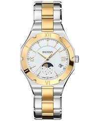 Balmain Women's Swiss Be Balmain Moonphase Diamond (1/20 ct. t.w.) Two-Tone Stainless Steel Bracelet Watch 33mm