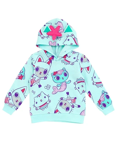 Gabby's Dollhouse Toddler Girls Dreamworks Gabbys Pandy Paws Cakey Cat MerCat Fleece Pullover Hoodie Toddler|Child