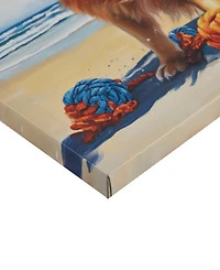Madison Park Beach Dogs Golden Retriever Canvas Wall Art