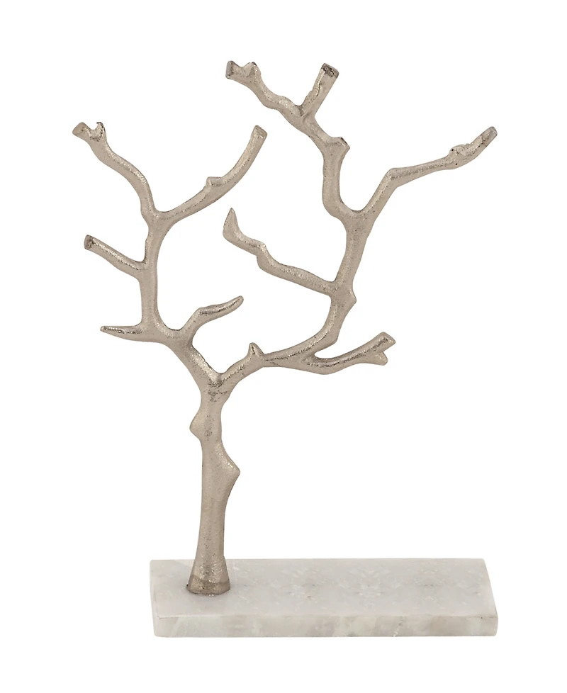 Rosemary Lane Real Marble Tree Jewelry Stand with Rectangular Base, 9" x 3" x 13"