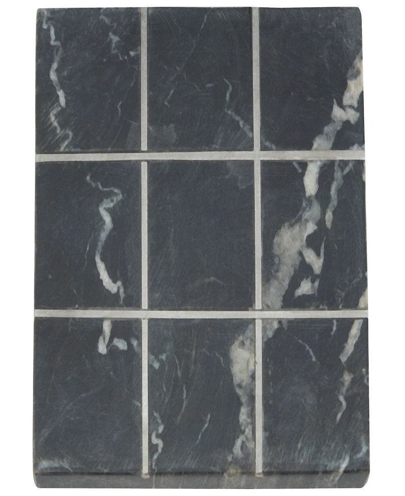 Rosemary Lane Marble Tic Tac Toe Game Set with Gold-Tone or Silver-Tone Inlay, 6" x 6" x 1"