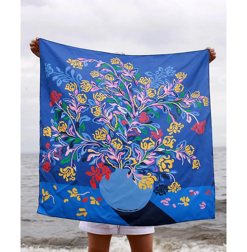 Jessie Zhao New York Silk Scarf of Night Flowers