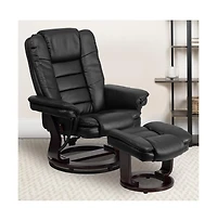 Multi-Position Stitched Recliner & Ottoman With Swivel Base