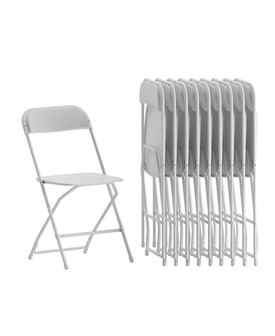 Set Of 10 Stackable Folding Plastic Chairs
