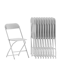 Set Of 10 Stackable Folding Plastic Chairs