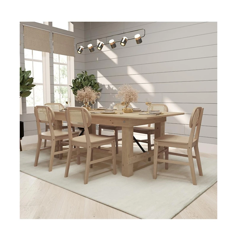 Analise Set Of 2 Cane Rattan Dining Chairs With Solid Wood Frames