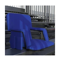 Portable Stadium Chair With Armrests, Reclining Padded Back & Seat, Lightweight Metal Frame Backpack Straps, Storage Pockets
