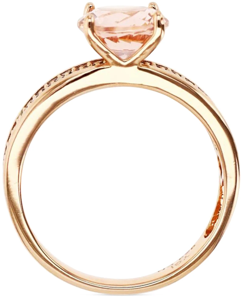 Simulated Morganite Nano (1-5/8 ct. t.w.) & Smoky Cubic Zirconia Pave Statement Ring 14k Rose Gold-Plated Sterling Silver