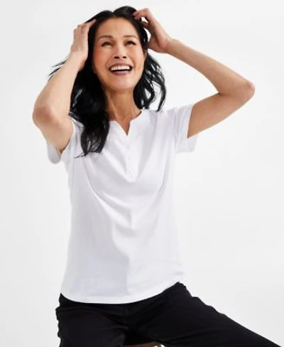 Style Co Womens Short Sleeve Cotton Henley Top Pxs 4x Exclusively At Macys