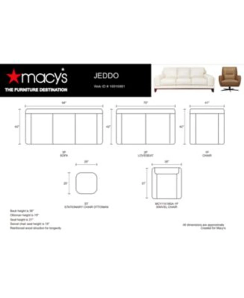 Jeddo Leather Sofa Collection Created For Macys